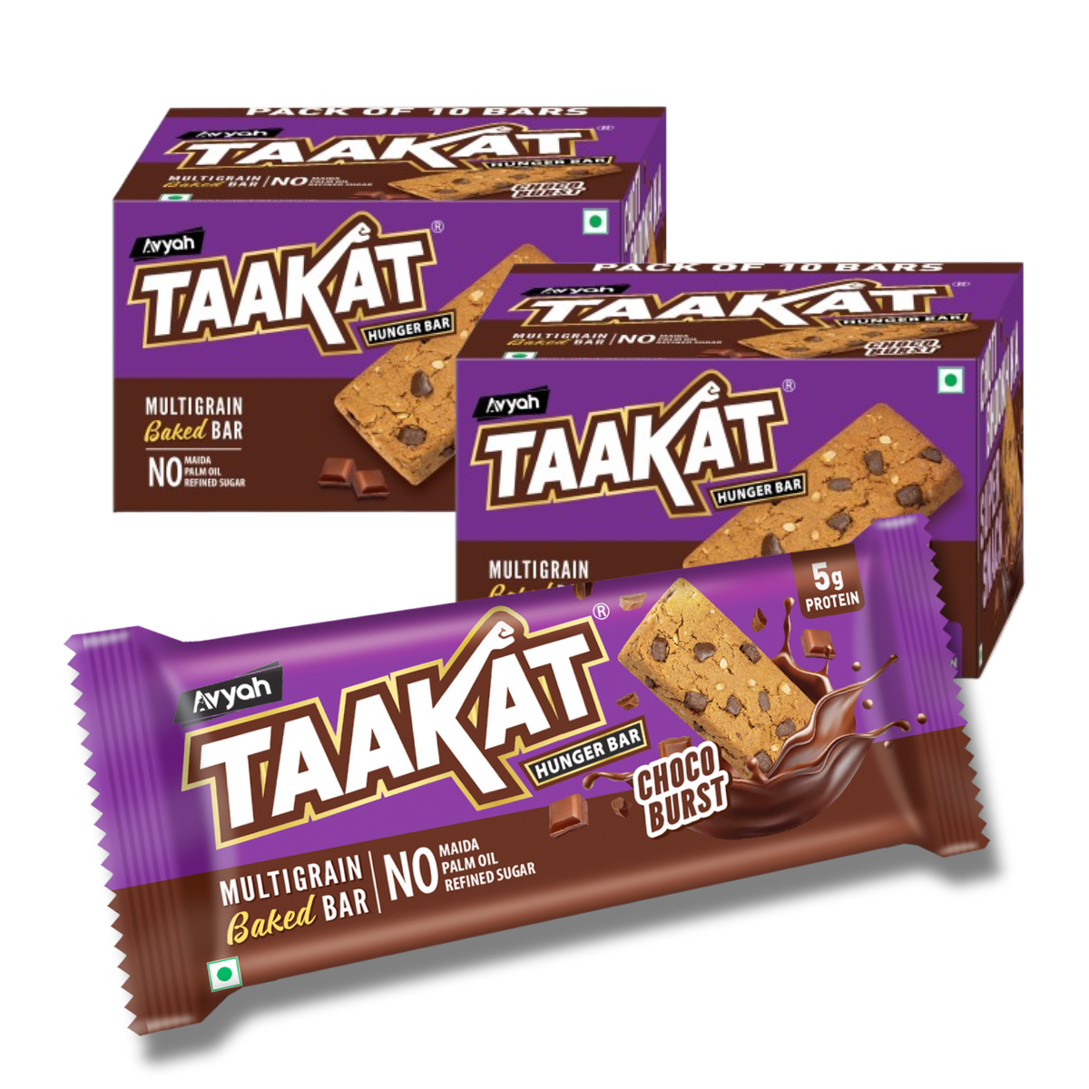 Choco Burst - Taakat Hunger Bar | Combo of 2 Pack of 10 | Made with Genuine Chocolate