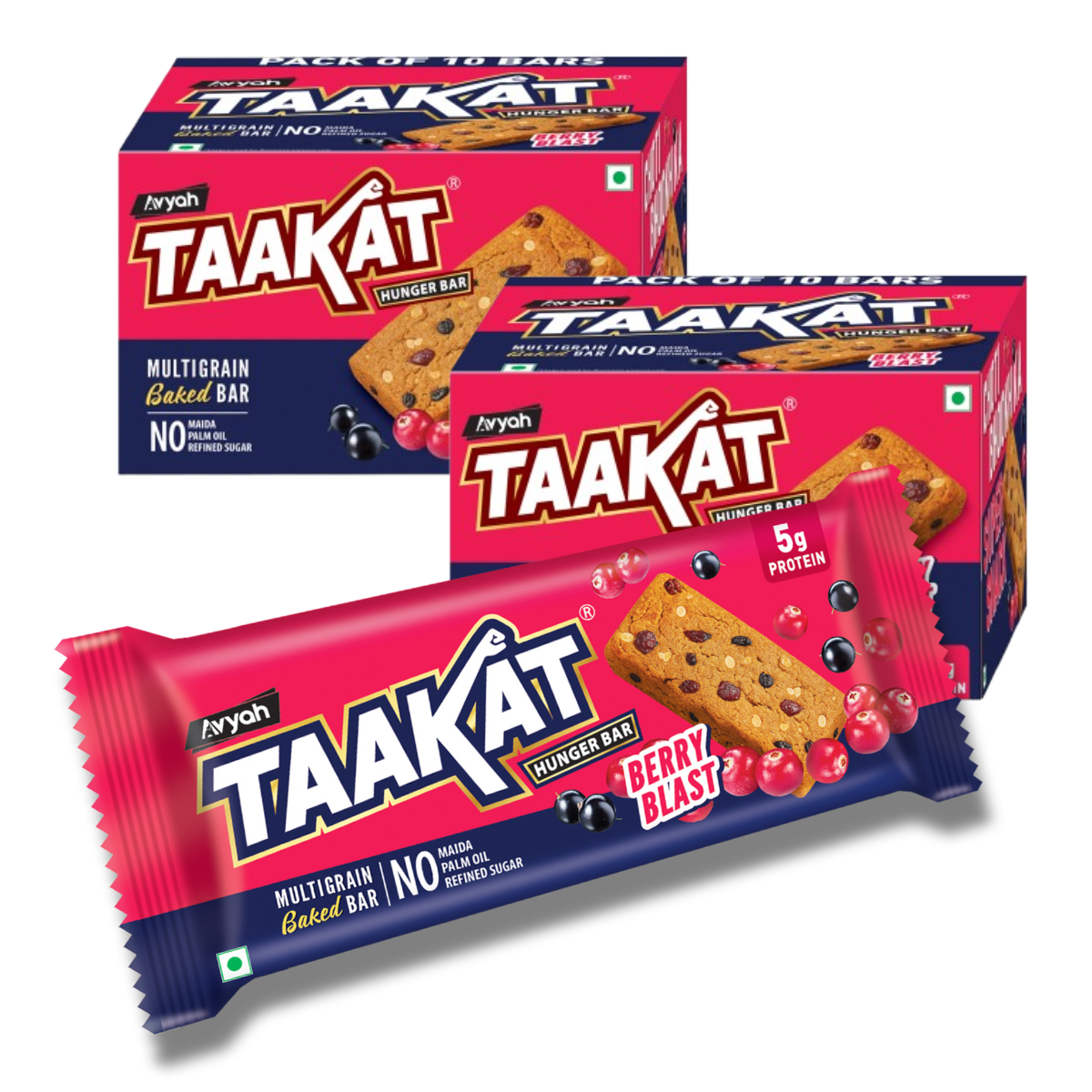 Taakat Hunger Bar - Berry Blast | Pack of 10 bars X 2 pack