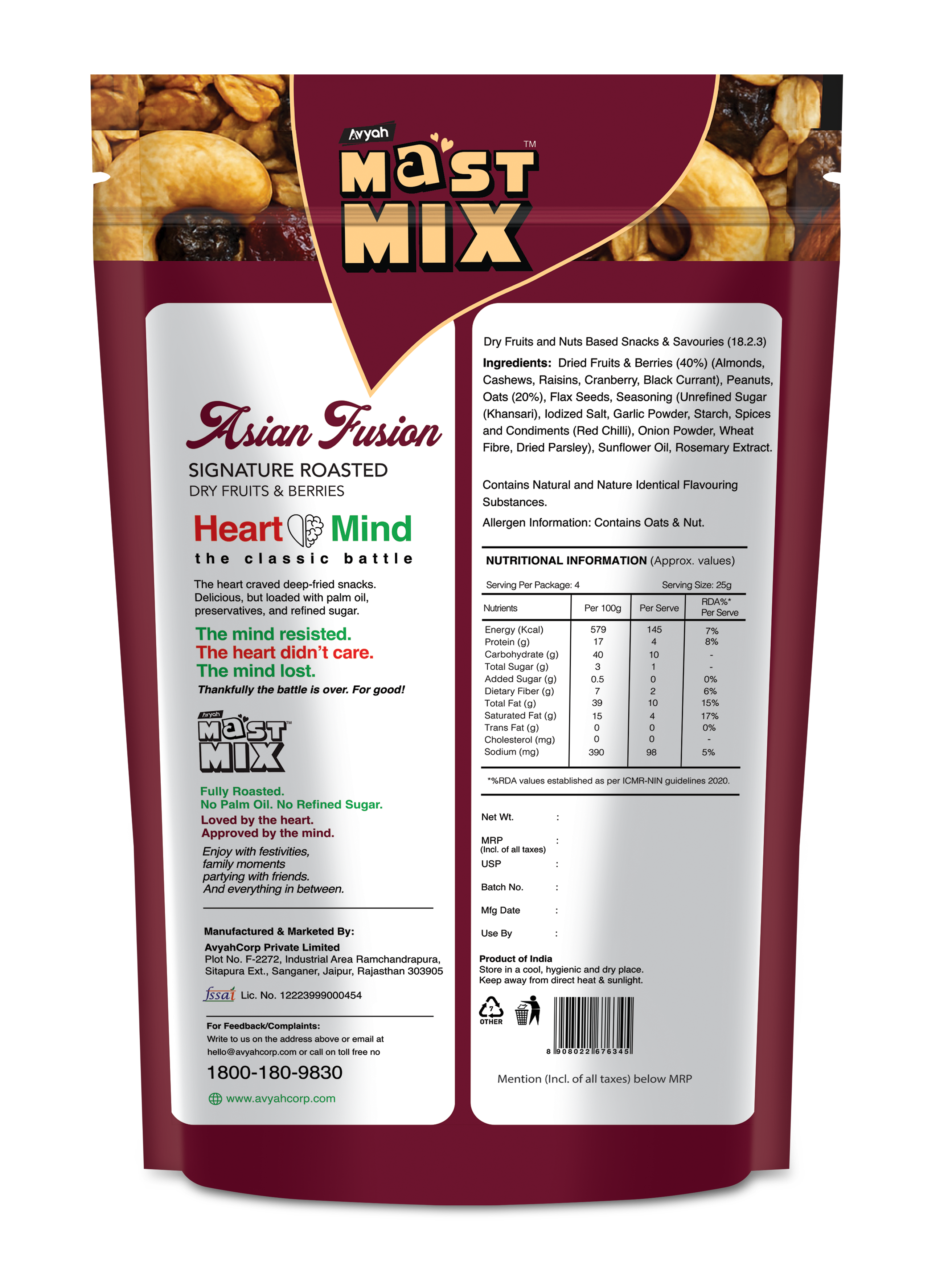 Mast Mix Signature Roasted Dry Fruits & Berries | Asian Fusion - 1 Pack