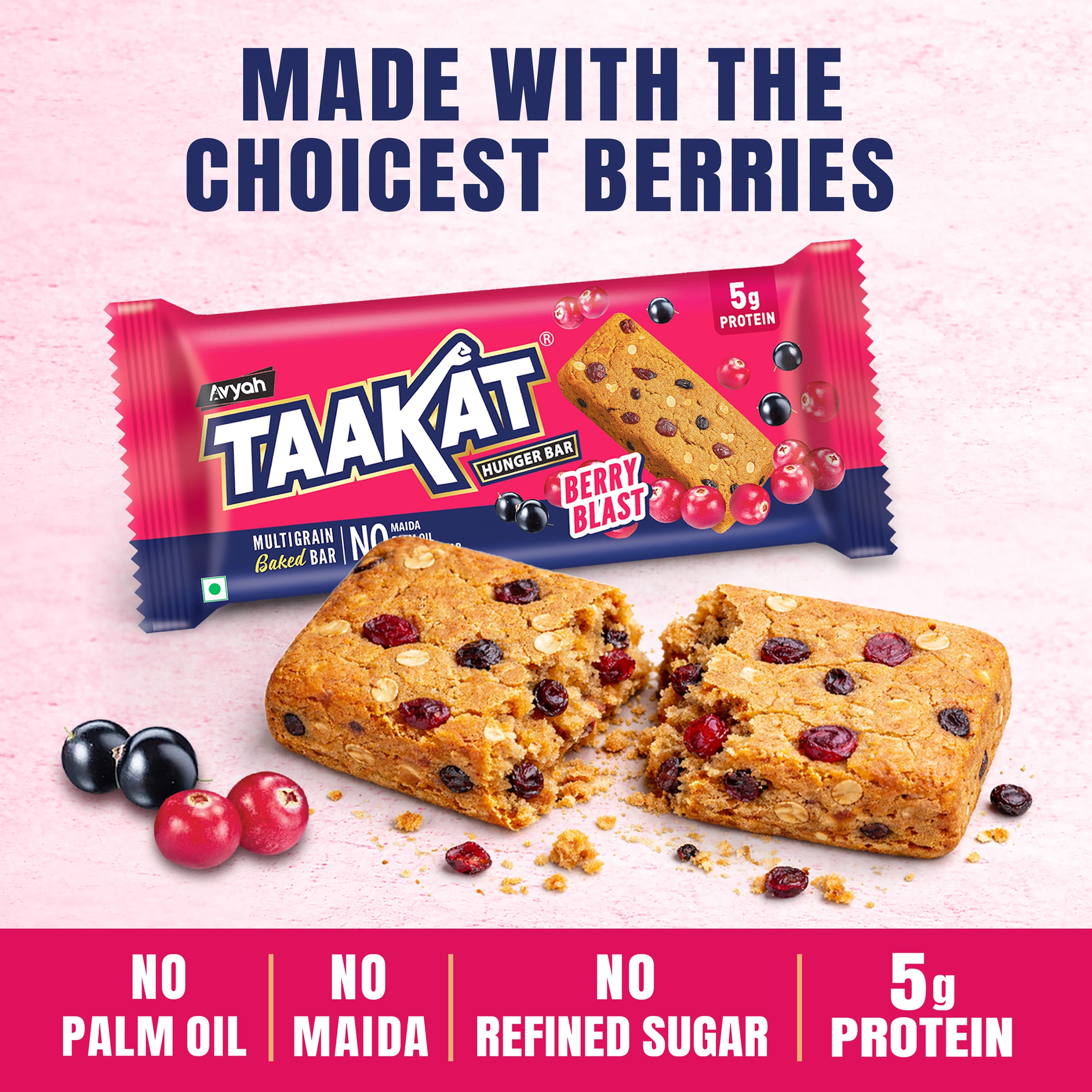 Taakat Hunger Bar - Berry Blast | Pack of 10 bars