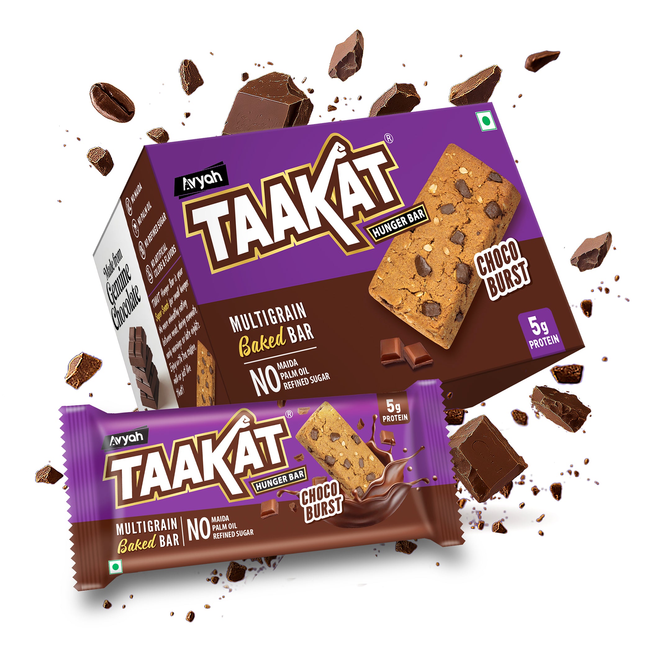 Taakat Hunger Bar | Choco Burst | Multigrain | Clean Chocolate