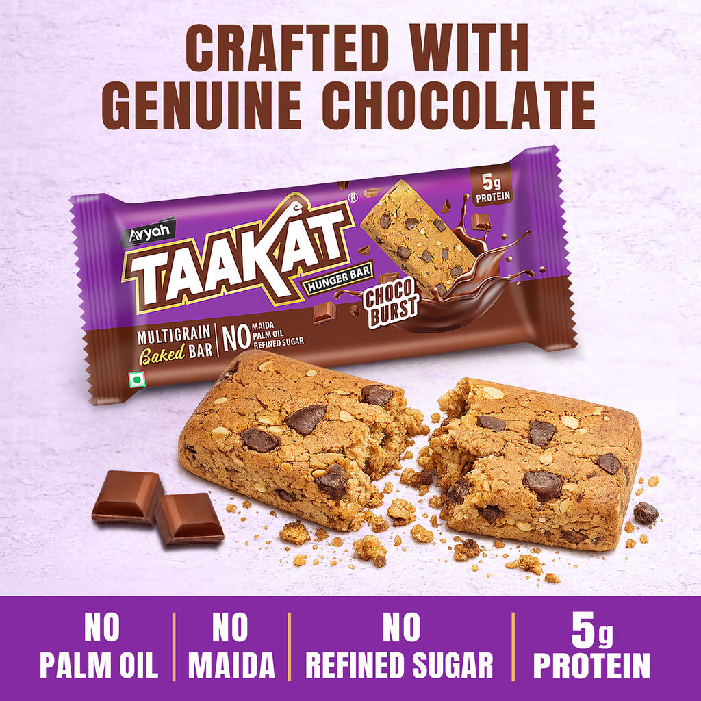 Taakat Hunger Bar | Choco Burst | Multigrain | Clean Chocolate