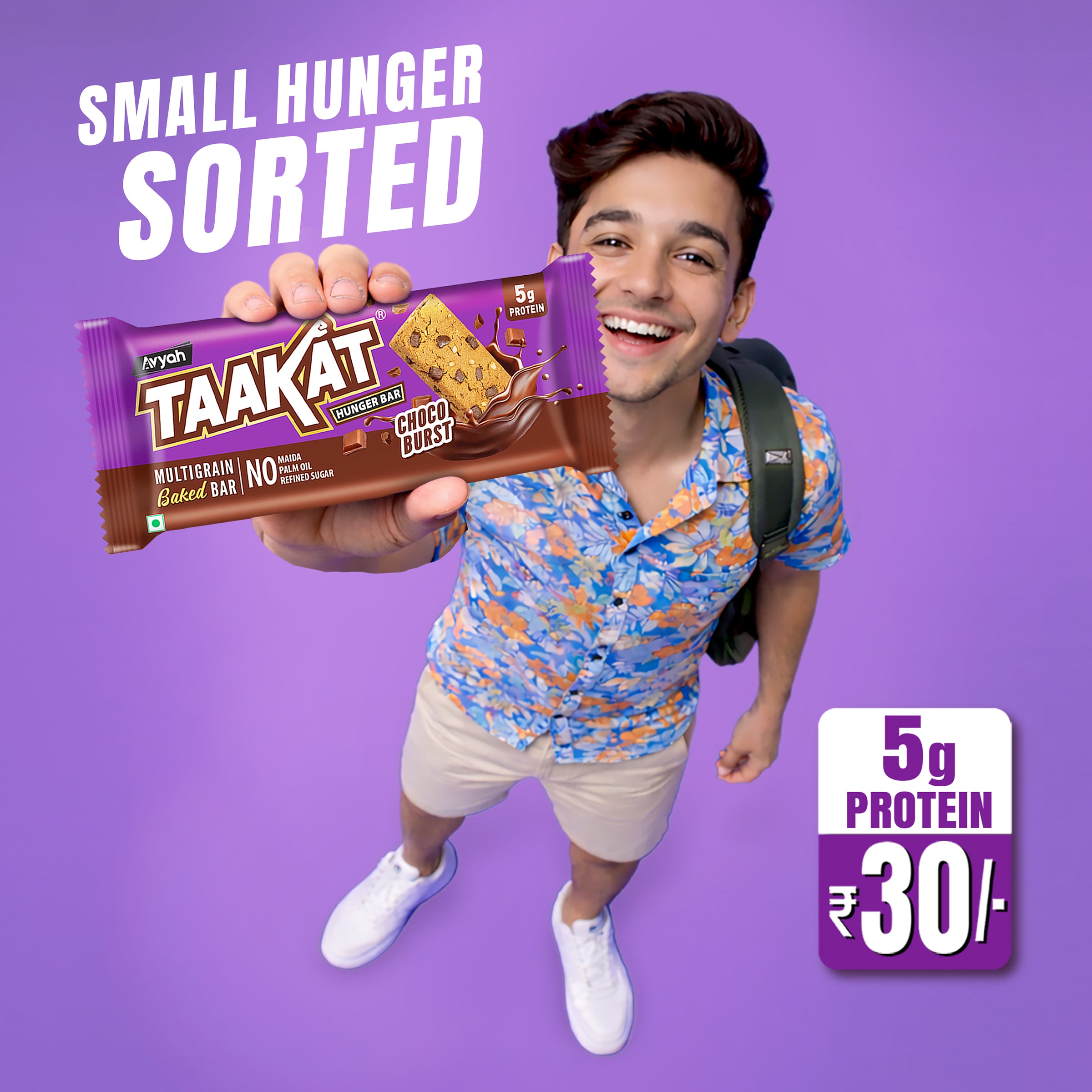 Taakat Hunger Bar | Choco Burst | Multigrain | Clean Chocolate