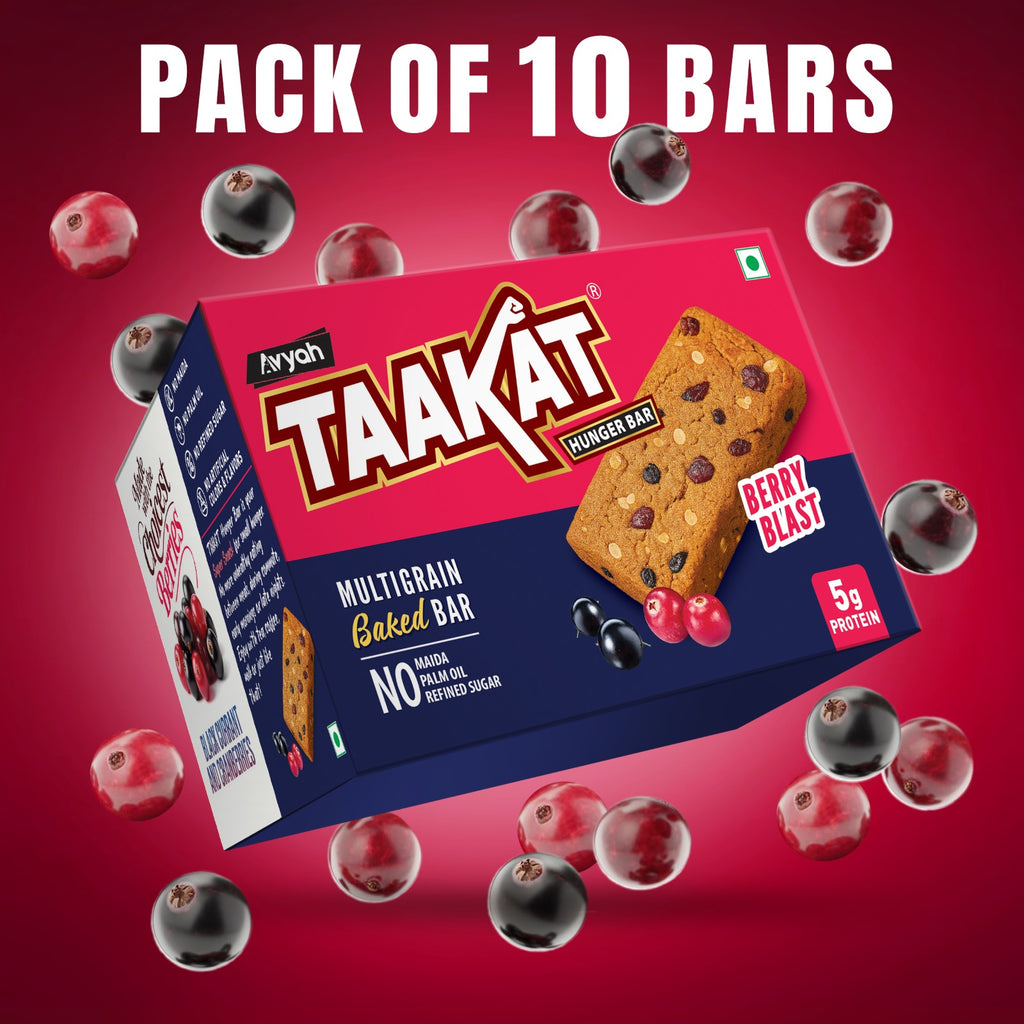 Taakat Hunger Bar - Berry Blast | Pack of 10 bars | Free Shipping