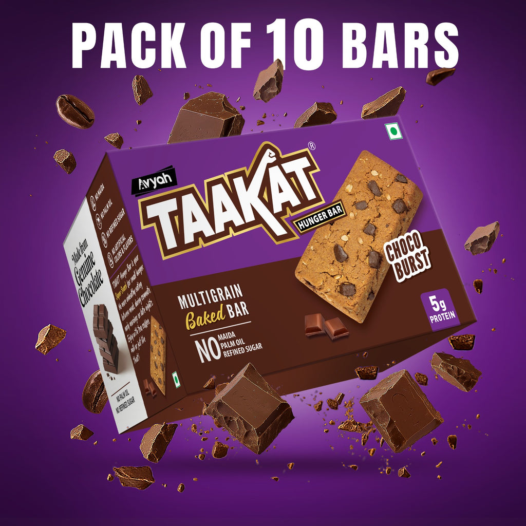 Taakat Hunger Bar - Choco Burst | Pack of 10 bars | Free Shipping