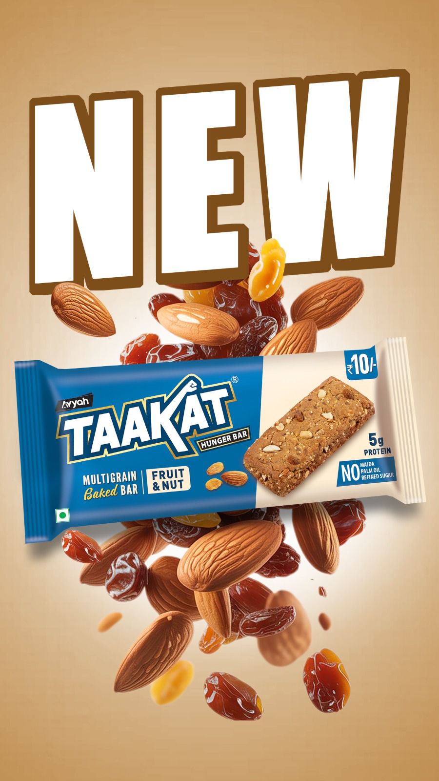 Taakat Hunger Bar - Range Saver Pack (6 variants X 1 Pack-of-10 each) Free Shipping