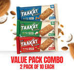Taakat Hunger Bar: Value Pack Combo | 2 -"Pack of 10 each" (60 Bars!) | 5g Protein per bar