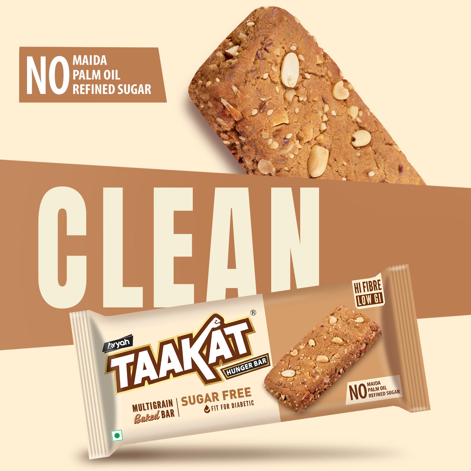Taakat Hunger Bar | Sugar Free Fit for Diabetic | Pack of 10 bars X 2 | Free Shipping