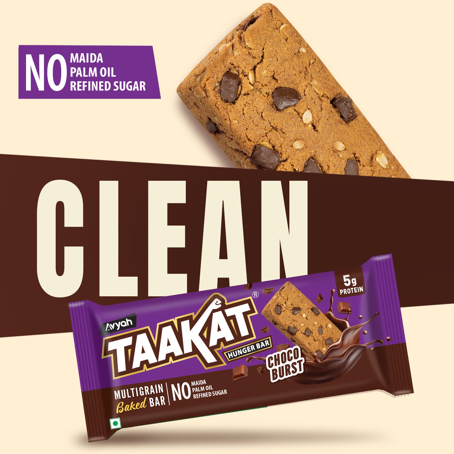 Taakat Hunger Bar - Choco Burst | Pack of 10 bars | Free Shipping