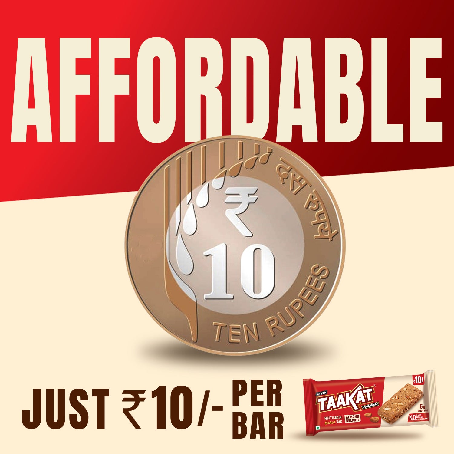 Taakat Hunger Bar - Almond Delight - Pack of 10 Bars X 2