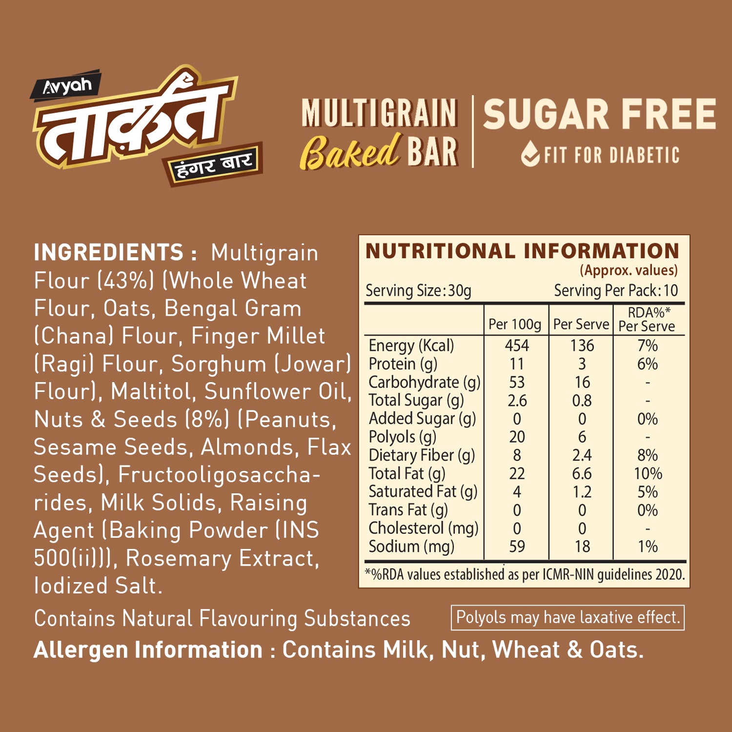 Taakat Hunger Bar - Range Saver Pack (6 variants X 1 Pack-of-10 each) Free Shipping