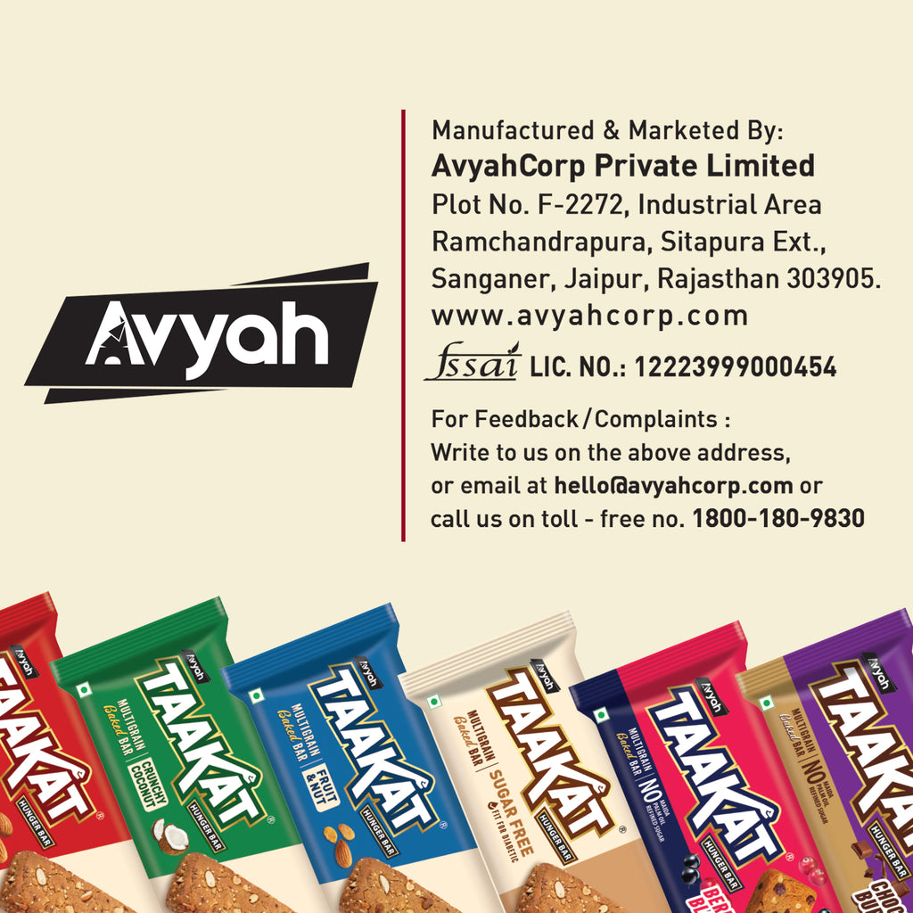 Taakat Hunger Bar - Crunchy Coconut - Pack of 10 Bars X 2