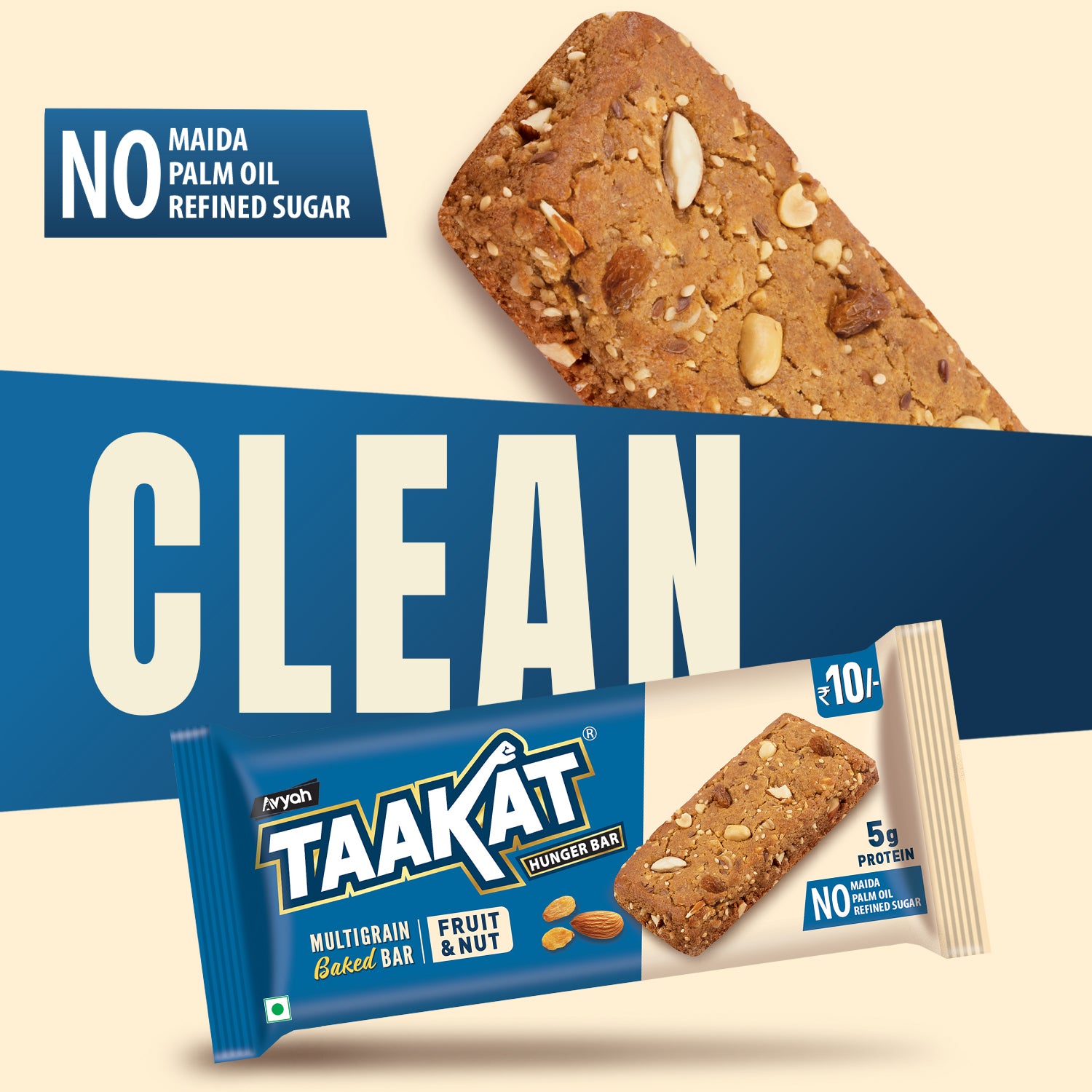 Taakat Hunger Bar - Fruit & Nut - Pack of 10 Bars X 2
