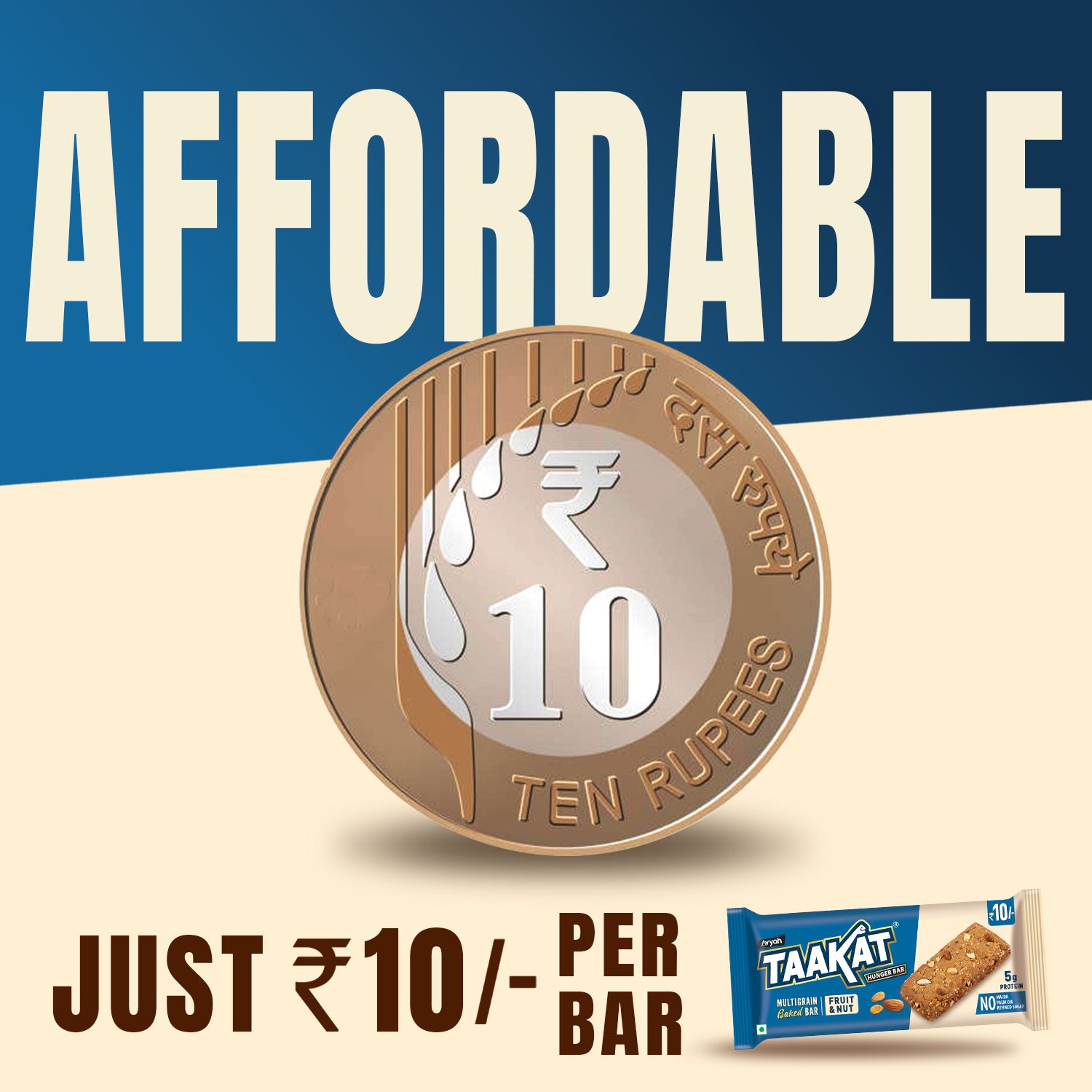 Taakat Hunger Bar - Fruit & Nut - Pack of 10 Bars X 2