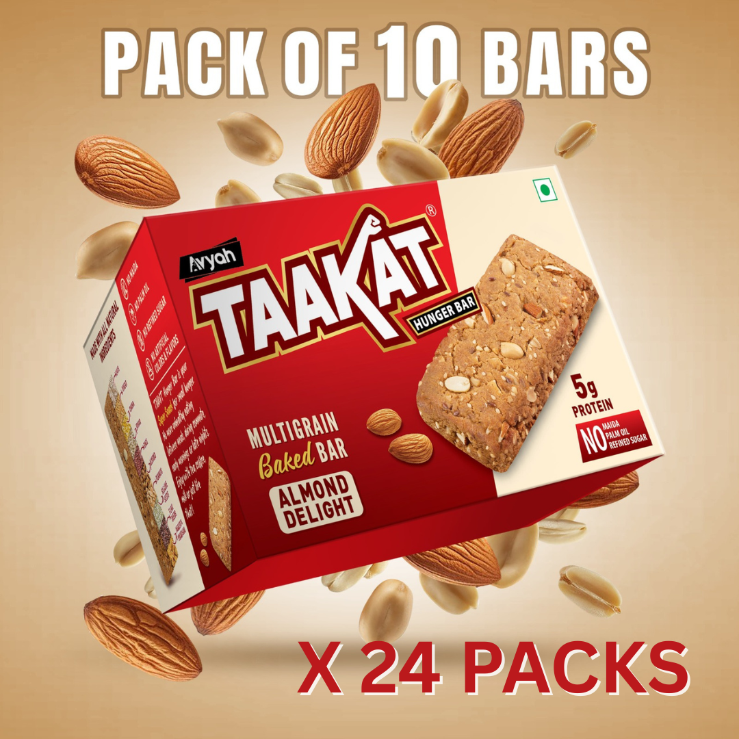 Taakat Hunger Bar - Almond Delight - Wholesome Pack- 24 pack of 10 | FREE SHIPPING